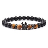 Tiger Eye Crown Charm Bracelet Stone Beads Bracelets On Hand