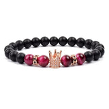 Tiger Eye Crown Charm Bracelet Stone Beads Bracelets On Hand