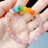Colorful Opal Cat Eye Bead Bracelet for Women