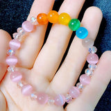 Colorful Opal Cat Eye Bead Bracelet for Women