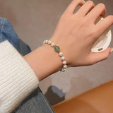 Baroque Pearl Bangle Beaded Bracelet for Women Girls