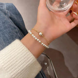 Baroque Pearl Bangle Beaded Bracelet for Women Girls