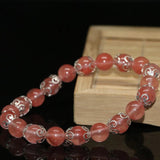 Pink Watermelon Crystal Bracelet 8mm Round Beads 7.5inch