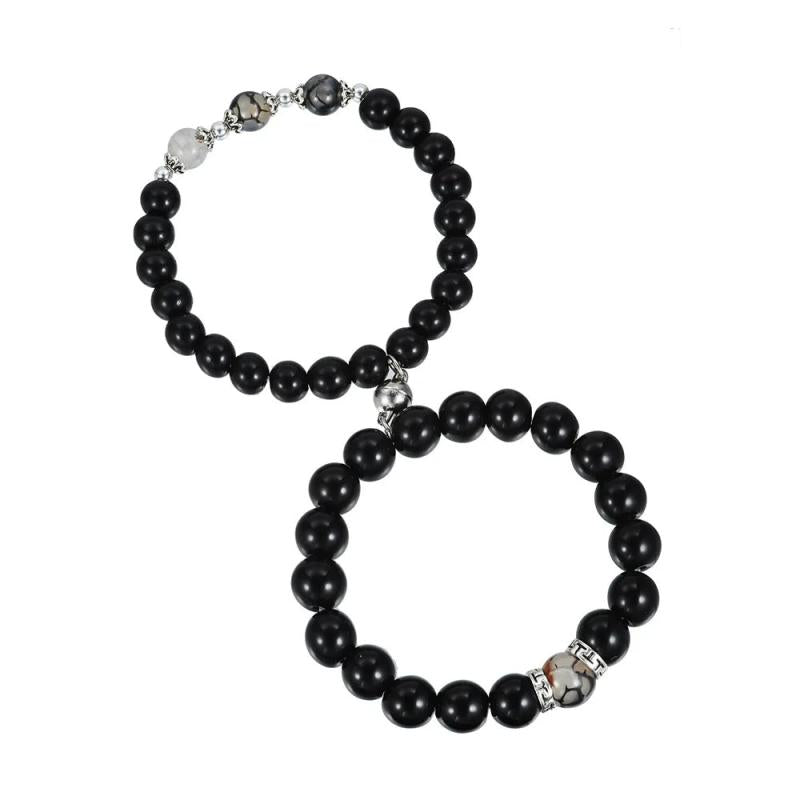 Men Beads Bracelet Natural Stone Distance Heart Magnet Couple Bracelet