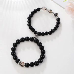 Men Beads Bracelet Natural Stone Distance Heart Magnet Couple Bracelet