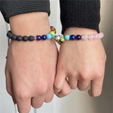 Men Beads Bracelet Natural Stone Distance Heart Magnet Couple Bracelet