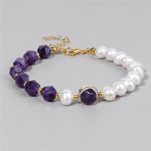 Women Pearl Bracelet Natural Stone Quartz Agates Bangle