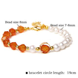 Women Pearl Bracelet Natural Stone Quartz Agates Bangle