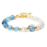 Women Pearl Bracelet Natural Stone Quartz Agates Bangle