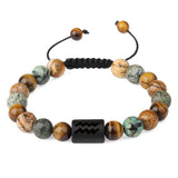 Tiger Eye Zodiac Sign Constellation Bracelet - Natural Stone Charm Jewelry