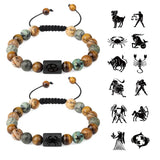 Tiger Eye Zodiac Sign Constellation Bracelet - Natural Stone Charm Jewelry