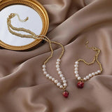 Baroque Freshwater Pearl Bracelet with Dried Flower Pendant Necklace