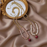 Baroque Freshwater Pearl Bracelet with Dried Flower Pendant Necklace