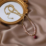 Baroque Freshwater Pearl Bracelet with Dried Flower Pendant Necklace