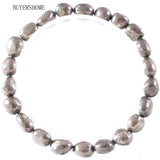 Women Hematite Bead Stretch Bracelet Gift H1304