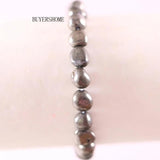 Women Hematite Bead Stretch Bracelet Gift H1304