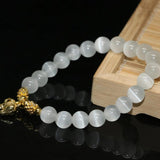 Gold Pig Pendant Opal Cat Eyes Bracelets 8mm Round Beads DIY Jewelry