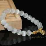 Gold Pig Pendant Opal Cat Eyes Bracelets 8mm Round Beads DIY Jewelry