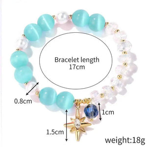 Natural Glass Crystal Beads Women Bracelet Butterfly Rose Colored Bracelet