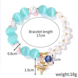 Natural Glass Crystal Beads Women Bracelet Butterfly Rose Colored Bracelet