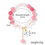 Natural Glass Crystal Beads Women Bracelet Butterfly Rose Colored Bracelet