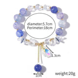 Natural Glass Crystal Beads Women Bracelet Butterfly Rose Colored Bracelet