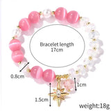 Natural Glass Crystal Beads Women Bracelet Butterfly Rose Colored Bracelet