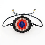 Hand-woven Rice Bead Bracelet with Devil's Eye Charm