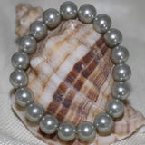 Simulated-Pearl Shell Round Beads Bracelet for Women 7.5inch