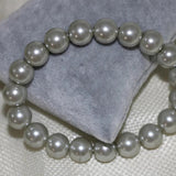 Simulated-Pearl Shell Round Beads Bracelet for Women 7.5inch