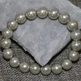 Simulated-Pearl Shell Round Beads Bracelet for Women 7.5inch