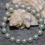Simulated-Pearl Shell Round Beads Bracelet for Women 7.5inch