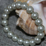 Simulated-Pearl Shell Round Beads Bracelet for Women 7.5inch