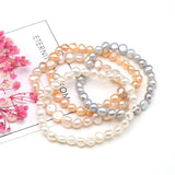 Natural Freshwater Pearl Beads Bracelet Mixcolor Pearls Bangle Jewelry Women