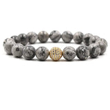 10mm Natural Stone Beads Bracelet with Zircon Ball