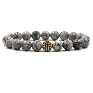10mm Natural Stone Beads Bracelet with Zircon Ball