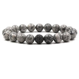 10mm Natural Stone Beads Bracelet with Zircon Ball