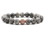 10mm Natural Stone Beads Bracelet with Zircon Ball