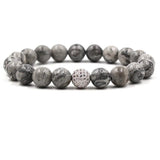 10mm Natural Stone Beads Bracelet with Zircon Ball