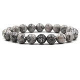 10mm Natural Stone Beads Bracelet with Zircon Ball