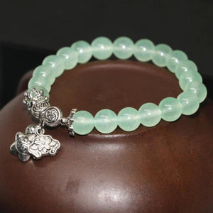 Green Chalcedony Women Bracelet 8mm Round Stone Beads Jewelry