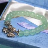 Green Chalcedony Women Bracelet 8mm Round Stone Beads Jewelry