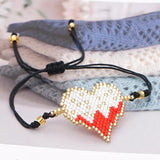 Heart-shaped Rice Ball Bracelet - Hand Woven Adjustable Boho Beaded Bracelet