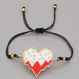 Heart-shaped Rice Ball Bracelet - Hand Woven Adjustable Boho Beaded Bracelet