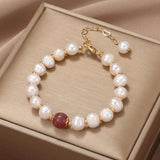 Korean Freshwater Pearl Bracelet Women Baroque Beads Elastic Jewelry