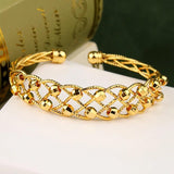 Plated Beads Bangle for Women Open Cuff Bracelet Ethnic Dubai Wedding Jewelry