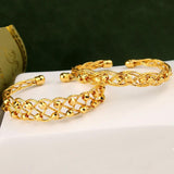 Plated Beads Bangle for Women Open Cuff Bracelet Ethnic Dubai Wedding Jewelry