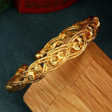 Plated Beads Bangle for Women Open Cuff Bracelet Ethnic Dubai Wedding Jewelry