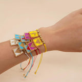 Boho Beaded Bracelet Crosses Heart Shape Hand Knitting Adjustable