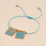 Boho Beaded Bracelet Crosses Heart Shape Hand Knitting Adjustable